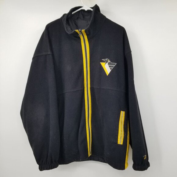 Vintage Pro Player Reversible Black Pittsburgh Penguins Jacket XL 90s Streetwear - Picture 3 of 16